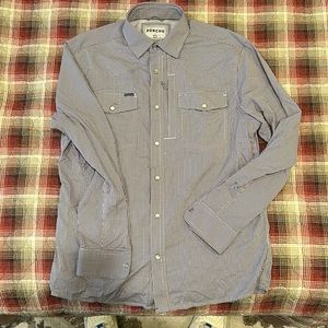 Poncho, Pearl Snap, Slim Fit Small Long sleeve Shirt